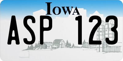 IA license plate ASP123