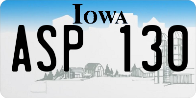 IA license plate ASP130