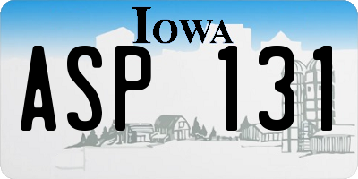 IA license plate ASP131