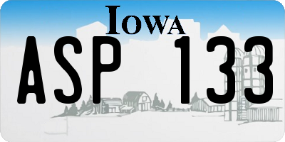 IA license plate ASP133