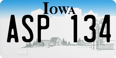 IA license plate ASP134