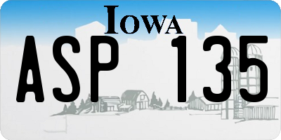 IA license plate ASP135