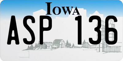 IA license plate ASP136