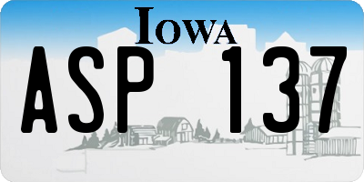 IA license plate ASP137