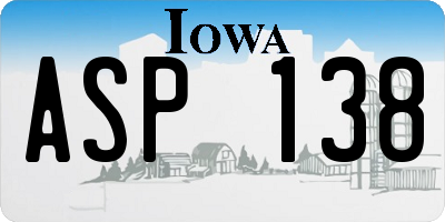 IA license plate ASP138