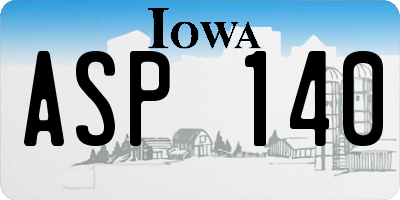 IA license plate ASP140