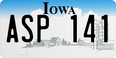 IA license plate ASP141