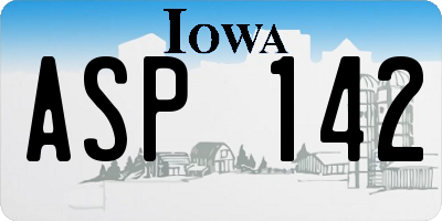 IA license plate ASP142
