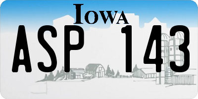 IA license plate ASP143