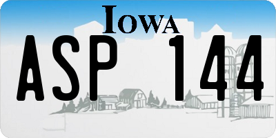 IA license plate ASP144