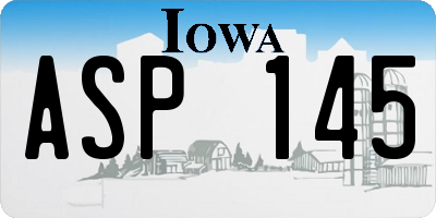 IA license plate ASP145