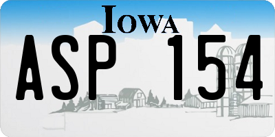 IA license plate ASP154