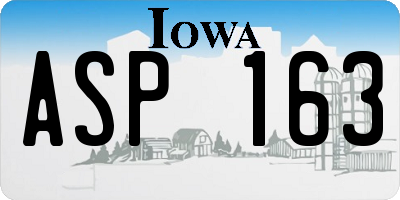 IA license plate ASP163