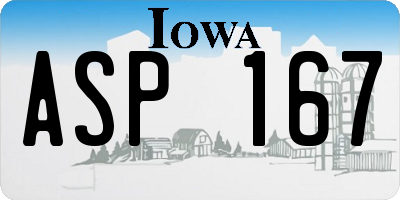 IA license plate ASP167