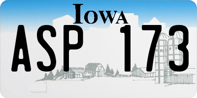 IA license plate ASP173