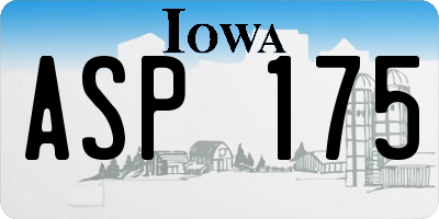 IA license plate ASP175