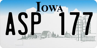 IA license plate ASP177