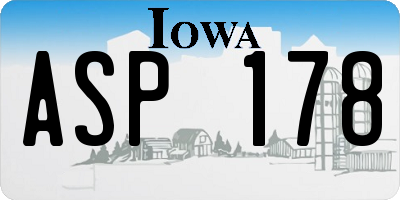 IA license plate ASP178