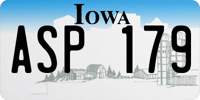 IA license plate ASP179