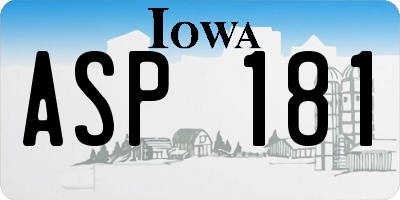 IA license plate ASP181