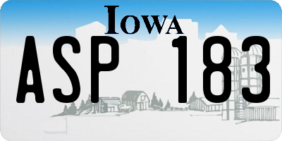 IA license plate ASP183