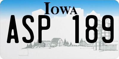 IA license plate ASP189