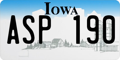 IA license plate ASP190