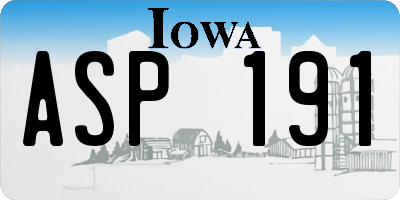 IA license plate ASP191