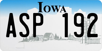 IA license plate ASP192