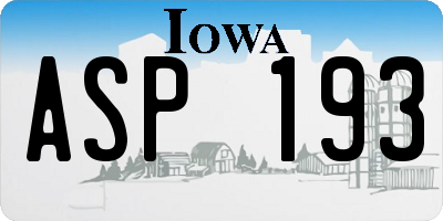 IA license plate ASP193