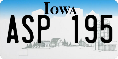 IA license plate ASP195