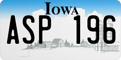 IA license plate ASP196