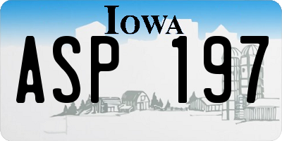 IA license plate ASP197
