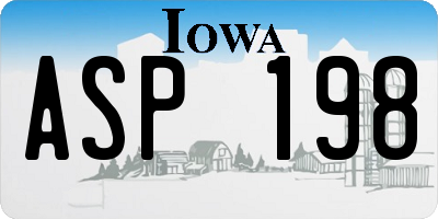 IA license plate ASP198