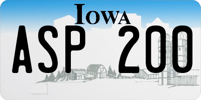 IA license plate ASP200
