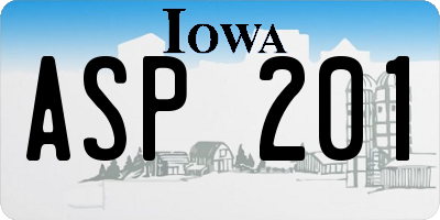 IA license plate ASP201