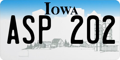 IA license plate ASP202