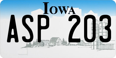 IA license plate ASP203