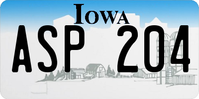 IA license plate ASP204
