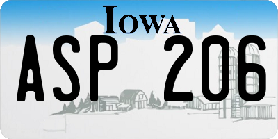 IA license plate ASP206