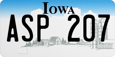 IA license plate ASP207