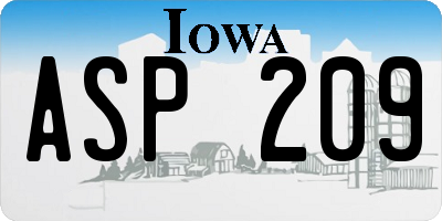 IA license plate ASP209