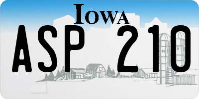 IA license plate ASP210