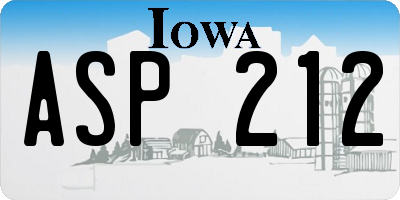 IA license plate ASP212