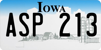 IA license plate ASP213