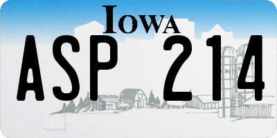 IA license plate ASP214