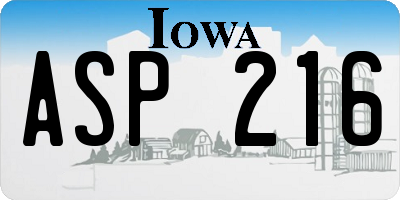 IA license plate ASP216