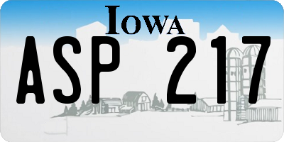 IA license plate ASP217