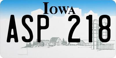 IA license plate ASP218