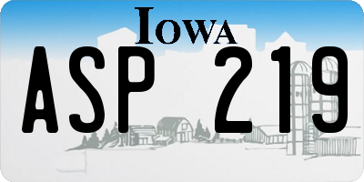 IA license plate ASP219